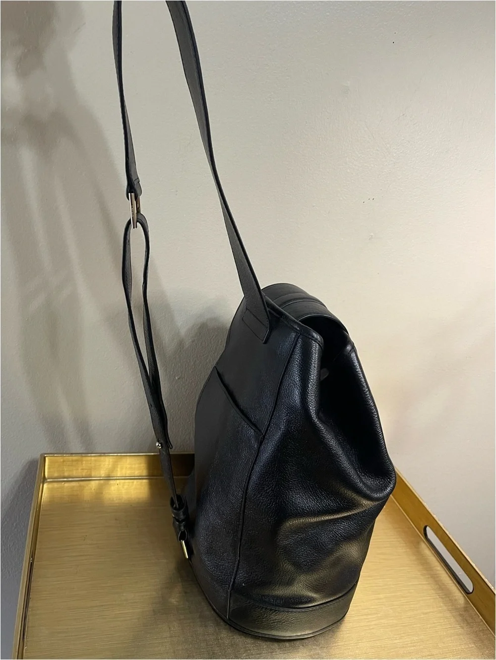 Brahmin Black Pebbled Leather Shoulder Bag Purse Silver Hardware Zip Top
